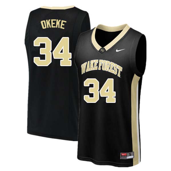 Men #34 Sunday Okeke Wake Forest Demon Deacons College Basketball Jerseys Sale-Black